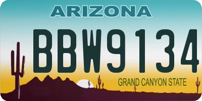 AZ license plate BBW9134