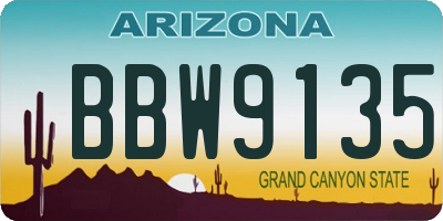 AZ license plate BBW9135