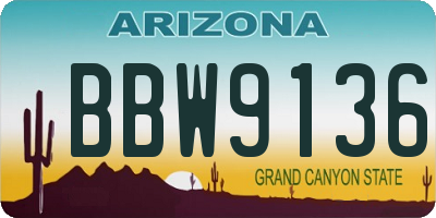 AZ license plate BBW9136