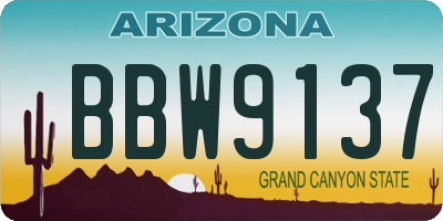 AZ license plate BBW9137