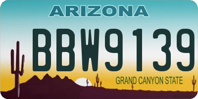 AZ license plate BBW9139