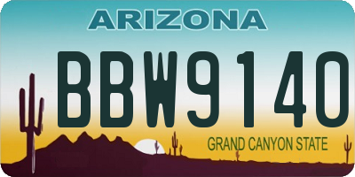 AZ license plate BBW9140