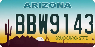 AZ license plate BBW9143