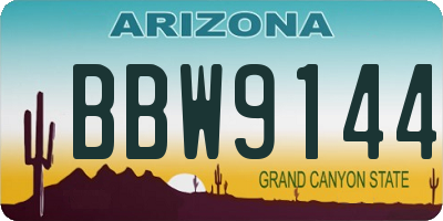 AZ license plate BBW9144