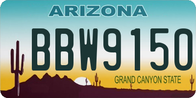 AZ license plate BBW9150