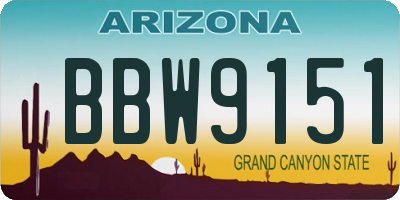 AZ license plate BBW9151