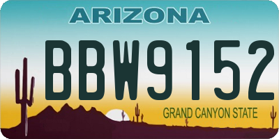 AZ license plate BBW9152