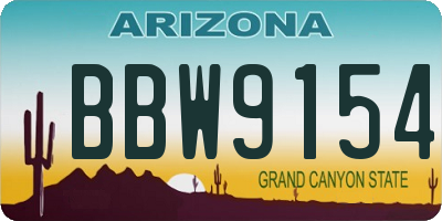 AZ license plate BBW9154