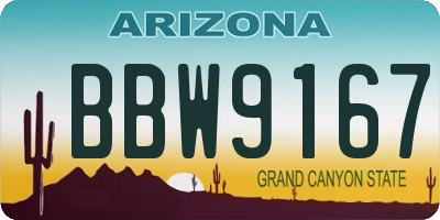 AZ license plate BBW9167