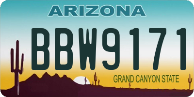 AZ license plate BBW9171