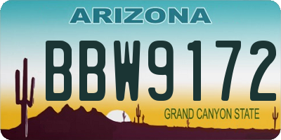 AZ license plate BBW9172