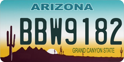 AZ license plate BBW9182