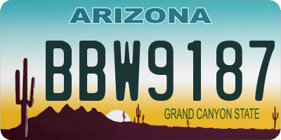 AZ license plate BBW9187