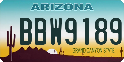 AZ license plate BBW9189