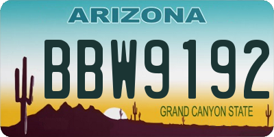 AZ license plate BBW9192