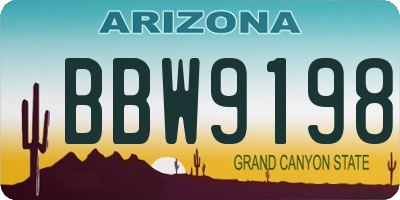 AZ license plate BBW9198