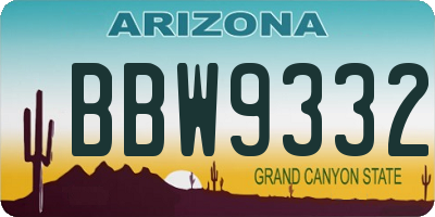 AZ license plate BBW9332