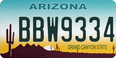 AZ license plate BBW9334