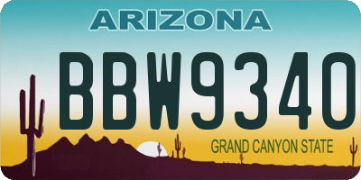 AZ license plate BBW9340