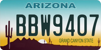 AZ license plate BBW9407