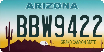 AZ license plate BBW9422