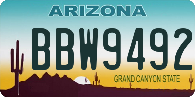 AZ license plate BBW9492