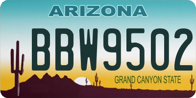 AZ license plate BBW9502