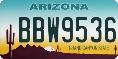 AZ license plate BBW9536