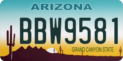 AZ license plate BBW9581