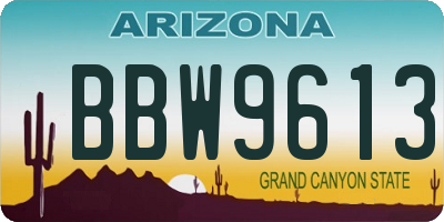 AZ license plate BBW9613