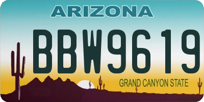 AZ license plate BBW9619