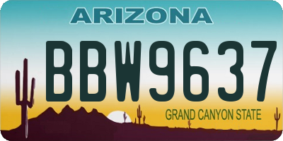 AZ license plate BBW9637