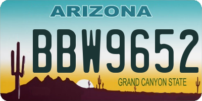 AZ license plate BBW9652