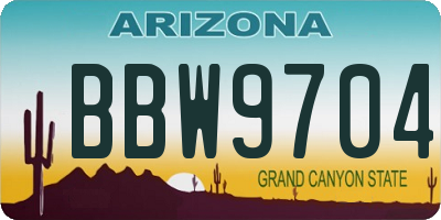 AZ license plate BBW9704