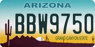 AZ license plate BBW9750