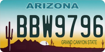 AZ license plate BBW9796