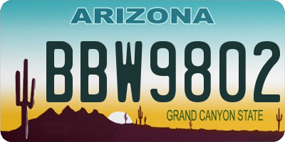 AZ license plate BBW9802