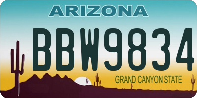 AZ license plate BBW9834