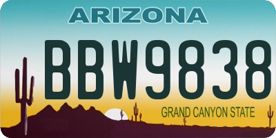 AZ license plate BBW9838