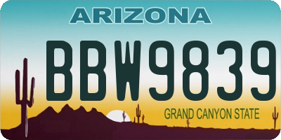 AZ license plate BBW9839
