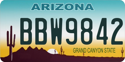 AZ license plate BBW9842