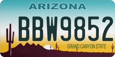 AZ license plate BBW9852