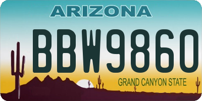 AZ license plate BBW9860