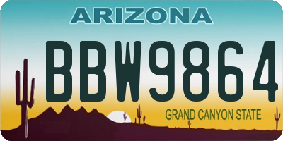 AZ license plate BBW9864