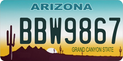 AZ license plate BBW9867