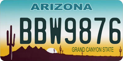 AZ license plate BBW9876