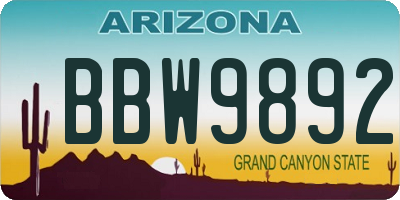 AZ license plate BBW9892