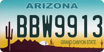 AZ license plate BBW9913