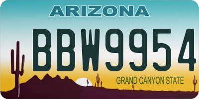 AZ license plate BBW9954