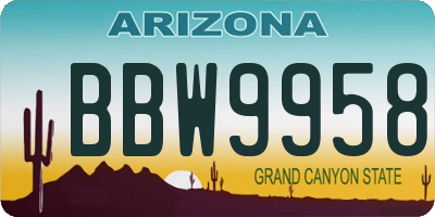 AZ license plate BBW9958